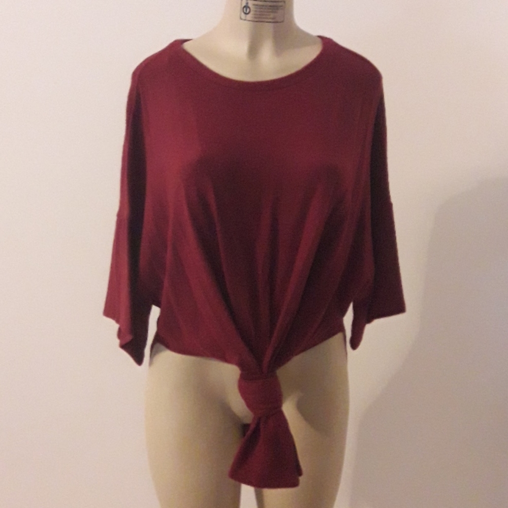 Wine Side Slits Tunic Sweater